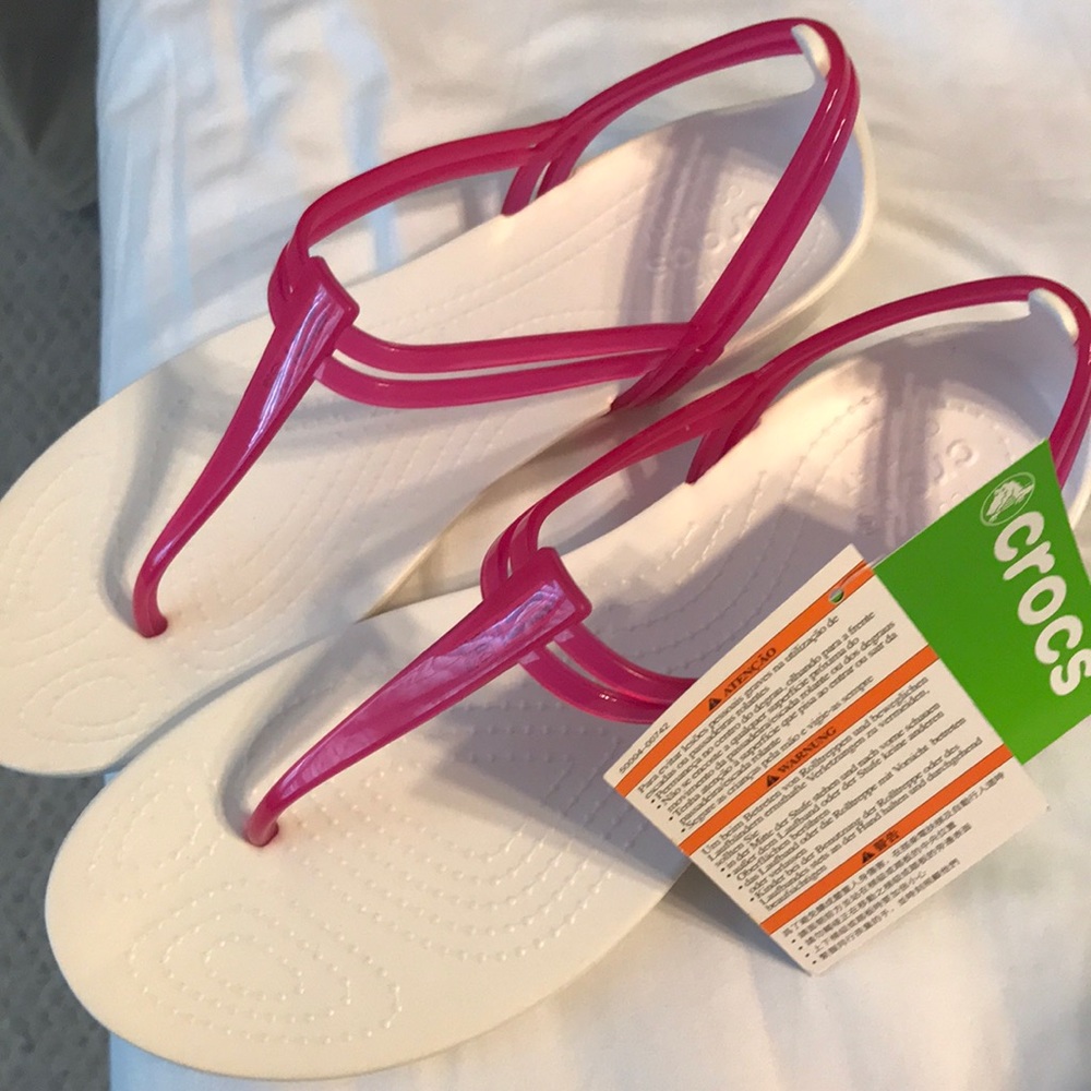 Crocs Isabella t-strap sandals, hot pink